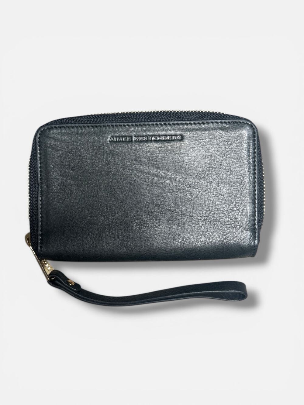 Aimee Kestenberg Dixon Black Leather Wallet Zip Around Wristlet